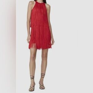 NWT Herve Leger Racerback Fringe Mini Dress